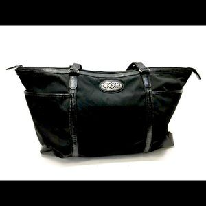 BRIGHTON Black Microfiber with LEATHER Bottom Tote